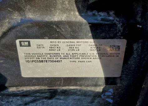 2014 Chevrolet Cruze Lt z USA, uszkodzony, nr VIN 1G1PC5SB7E7304497